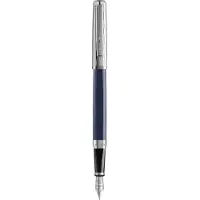 Waterman Exception Fountain Pen | Metal & Blue Lacquer with Palladium Trim and Etched cap | 18K Gold Medium Nib | Gift Box