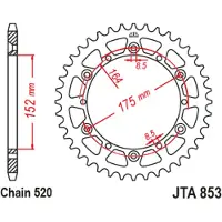 JT Sprockets 520 Jta853.49blk Aluminium Bakre Tannhjul
