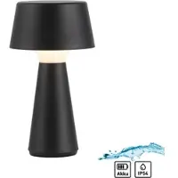 JUST LIGHT . Abera oppladbar bordlampe i svart plast IP54 LED