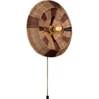 Good&Mojo vegglampe Serengeti, Ø45 cm, brun, jute, stikkontakt