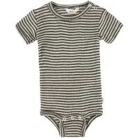 Joha Body k/e - Ull/Silke - Rib - Mørkebrun/Stripete - - 50 - Kortermet body