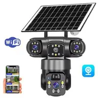 Mtp Products V380 Pro Solar 3-linsers utendørs PTZ WiFi-sikkerhetskamera med menneskesporing