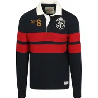 Superdry for man. M1110483A Double Rugby navy polo shirt (XXL), Casual, Cotton, Long sleeve