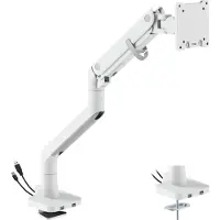Dutzo Skjermholder for 1 skjerm (opptil 57") - Heavy Duty Deluxe med USB A & C-porter - Hvit