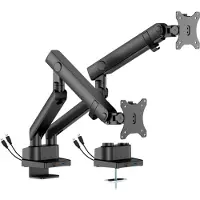 Dutzo Skjermholder for 2 skjermer (17"-35") - Pro+ utgave 1 x USB A & 1 x USB C (Grå / Svart)