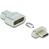 DeLOCK - Thunderbolt / USB-C-adapter - USB-C (hann) magnetisk til USB-C (hunn) - USB 3.2 Gen 2 / Thunderbolt 3 - 20 V - 4.5 A - 8K-støtte - sølv
