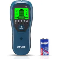 Vevor stendersøker veggskanner, 5-i-1, elektronisk veggstenderdetektor med smart sensor, LCD-skjerm med høy oppløsning og lydalarm, for midten og kanten av metall, AC-ledning, bjelker, rør, blå