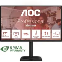 AOC 27E4CV, 68,6 cm (27), 1920 x 1080 piksler, Full HD, LED, 4 ms, Svart