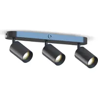 Calex GU10 downlight, svart, lengde 37 cm, 3 lyskilder, metall
