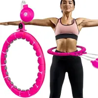 Enero Fit hula hoop med massasje, vekt og teller FUKSJA