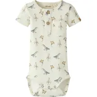 Lil´ Atelier Lil' Atelier Body k/e - Rib - NbmLavo - Coconut Melk/Sea Animals - - 1 år (80) - Kortermet body