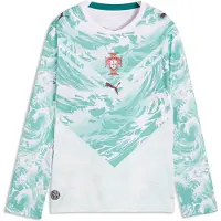 Puma Portugal 2026 Long Sleeve Away Jersey Youth, Football, White/Green Lagoon, 9-10Y