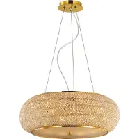 Ideal Lux hengelampe Pasha, gullfarget/klar, Ø 55 cm, glass