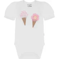 Hust & Claire Body k/e - Britt - Hvit m. Is - - 1½ år (86) - Kortermet body