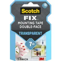 Scotch Scotch-Fix gjennomsiktig monteringstape 19mmx1,5m