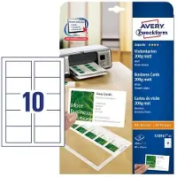 Avery-Zweckform Visitkort C32011-25 hvid mat 85x54 mm - til laser og inkjet - (25 ark x 10 stk.)
