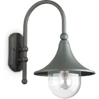 Ideal Lux utendørs vegglampe Cima, antrasitt, metall, høyde 46 cm