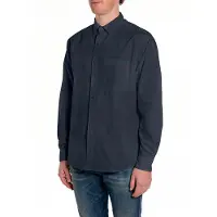 Replay for man. M4144.000.85486 Navy cotton poplin shirt (M), Casual, Classic, Long sleeve