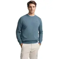 Silbon for man. S261010102312 Plain blue crew neck jumper (S), Casual, Cotton
