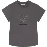 Silbon for woman. S262040412190 T-shirt roll out have a nice day black (L), Casual, Cotton, Short sleeve