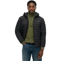 Superdry for man. M5012339A Fuji Lite Black Hooded Quilted Jacket (S), Casual, Recycled nylon