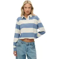 Superdry for woman. W6012175A Stripe Rugby blue polo shirt (M), Casual, Cotton, Long sleeve