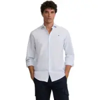 Silbon for man. S261020502329 Sport shirt oxford horizontal stripes blue (XXL), Casual, Cotton, Long sleeve