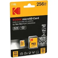 Kodak microSDXC 256 GB minnekort / UHS-II U3 V60 / 300/110 MB/s for mobil og kamera