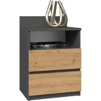 Top E Shop M1 Antrasitt/artisan Nattbord/sengebord 2 Skuffer