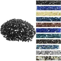 Vevor Brannglass, 4,5 kg høytemperaturbestandig peisstein, 12,7 mm reflekterende og røykfri bålstein i glass, høyglans stein til landskapsarbeid for bålbord, svart