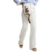 Silbon for woman. S262040901052 White denim trousers with buckles (40), Casual, Cotton