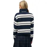 Superdry Athletic Essential Cropped Stripe Rugby Langermet Poloskjorte