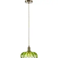Markslöjd Hengelampe Kurage, gammel messing/grønn, glass, Ø 26 cm, E27