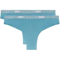 Emporio Armani for woman. EW000404_AF19028 Set of 2 Thongs Iconic Microfiber turquoise (XL), Blue, Homewear, Polyamide