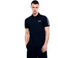 EA7 for man. 7M001862_AF12503 Navy blue Italian Spirit cotton piqué polo (L), Black, Casual, Short sleeve