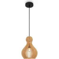 Maytoni Roots hengelampe, Ø 20 cm, høyde 27 cm, tre/svart