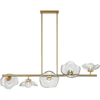 Maytoni hengelampe Miracle, 5 lyskilder, messingfarget, glass