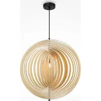 Maytoni Roots hengelampe, sfærisk form, Ø 60 cm, tre/svart