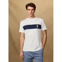 Hackett London for man. HM5000094 Heritage T-shirt white panel (XXL), Casual, Cotton, Short sleeve