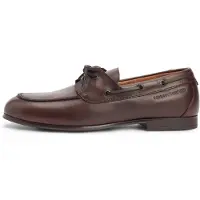 Tommy Hilfiger for man. FM0FM05748 Brown leather boat shoes Emilio (43), Flat, Laces, Casual
