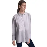 DKNY Pleat Front Tuxedo Skjorte Med Lange Ermer