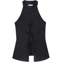 Silbon for woman. S262040612032 Black linen waistcoat with ties (40), Casual