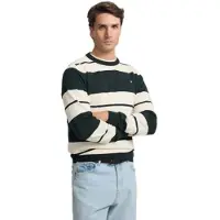 Silbon for man. S261020803335 SB dark green wide striped jumper (S), Casual, Cotton