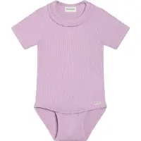 Minymo Body k/e - Rib - Bomull/Modal - Violet Strek m. Blond - - 68 - Kortermet body