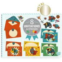Djeco Invitasjoner - 8 stk. - Superhelter - - OneSize - Tilbehør