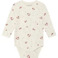 Minymo Body I/e - Viskose - Peach Pisk m. Blomster - - 68 - Langermet Body