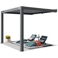 PRIMEYARD 3x3 m veggmontert pergola i antrasitt, med lamelltak i antrasitt