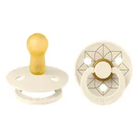 BIBS Colour Smokker - Str. 2 - Rund - 2-pack - Ivory/Gull - - 6-18 md - Smokk