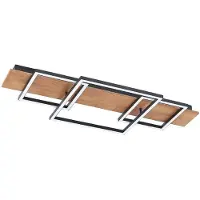LUCANDE LED-taklampe Chariska, 95 cm, svart, tre, CCT