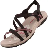 SKECHERS for woman. 163115 Chocolate Reggae Slim Sun Array Sandals (39), Brown, Flat, Velcro, Casual, Beachwear